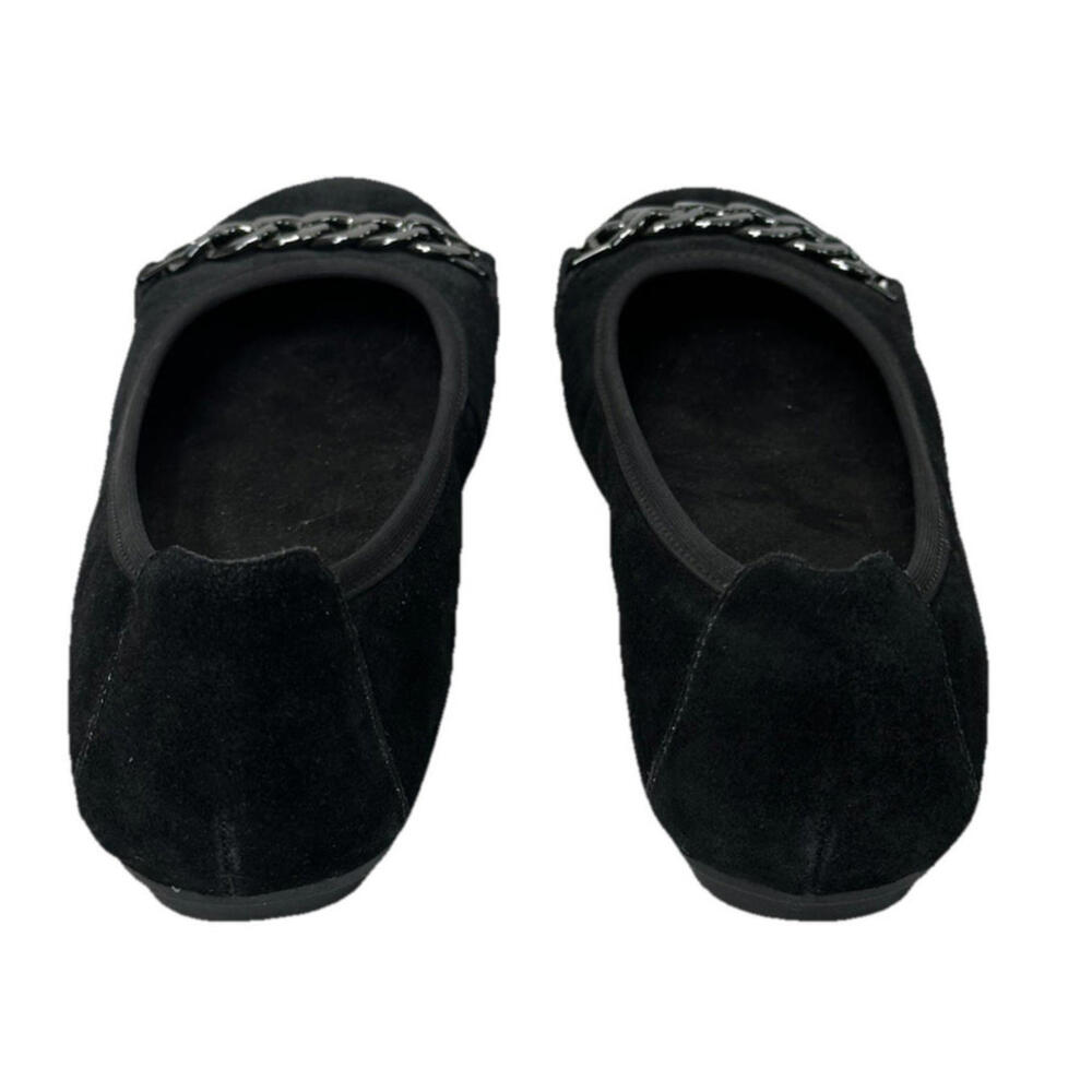 Vionic Pera Womens 6.5 Black Suede Ballet Flats Chain Accent Shoes Slip On - Picture 5 of 8